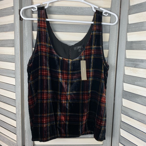 J. Crew Velvet Plaid Tartan Tank Top - Picture 3 of 4